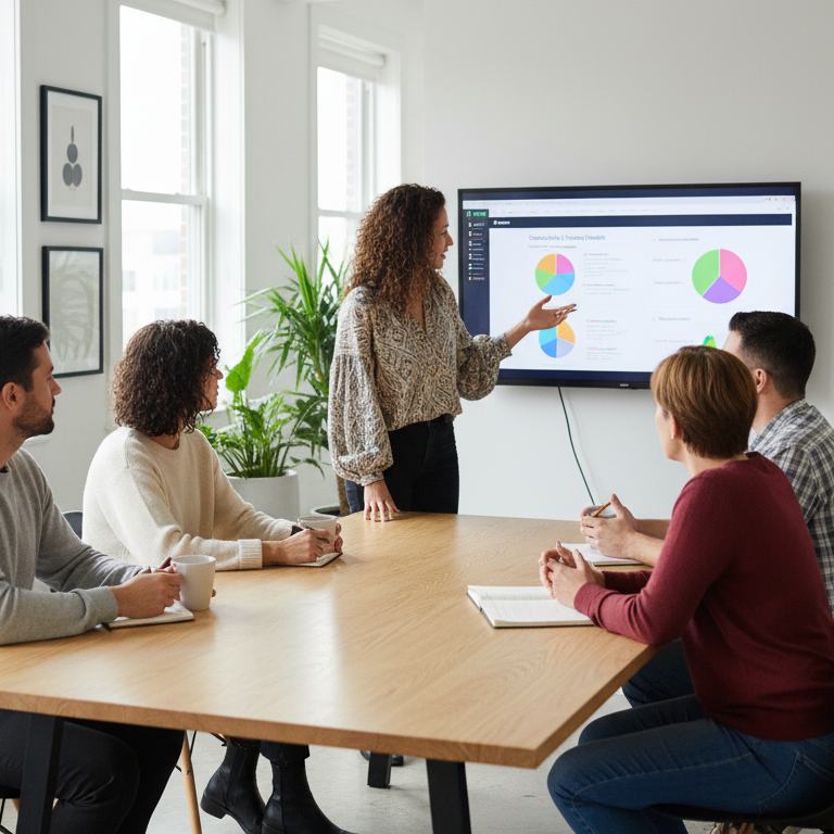 Business professionals being trained in AI