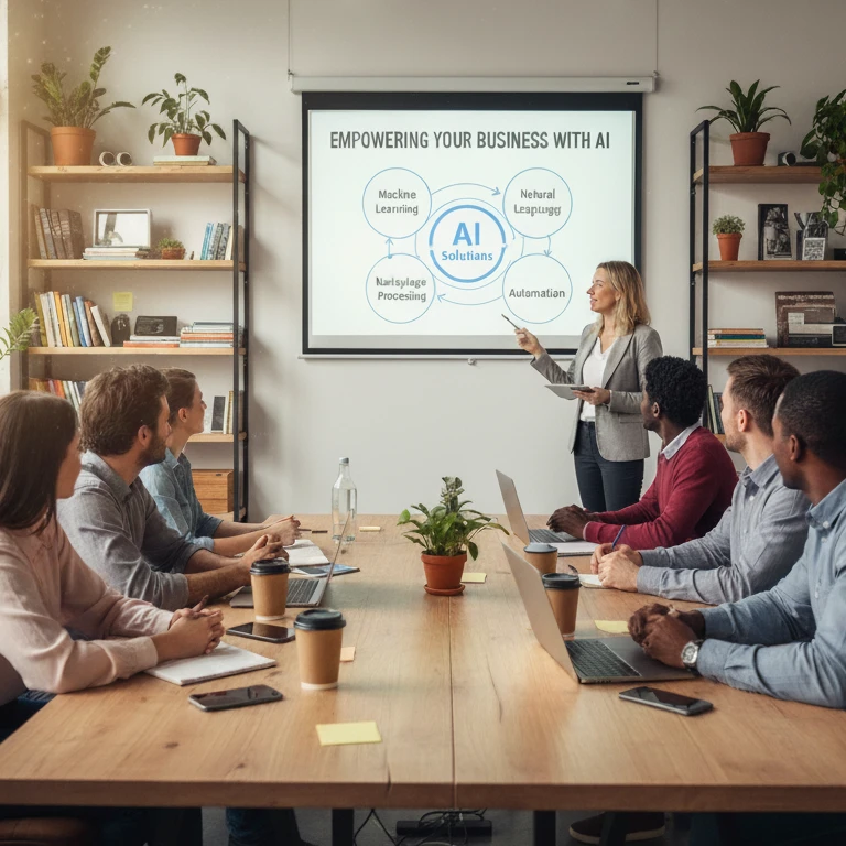 Business professionals being trained in AI