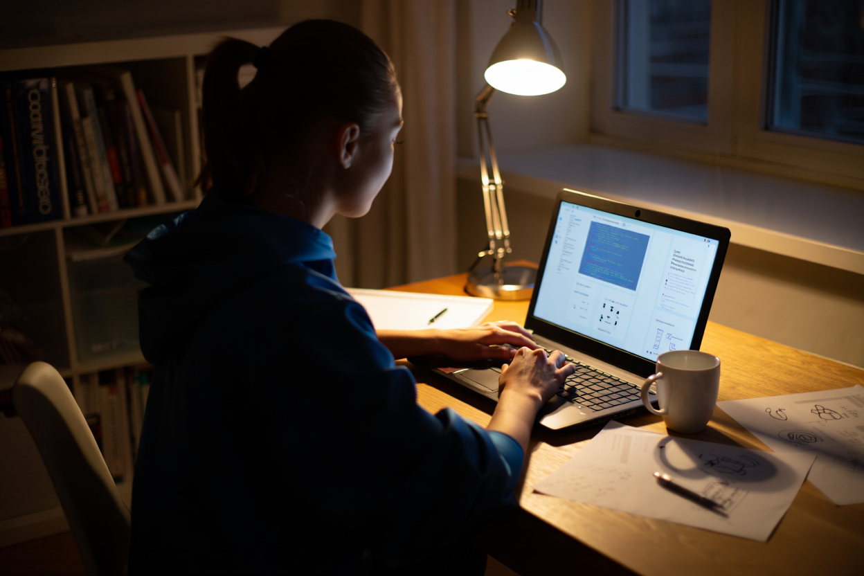 Founder working on their product